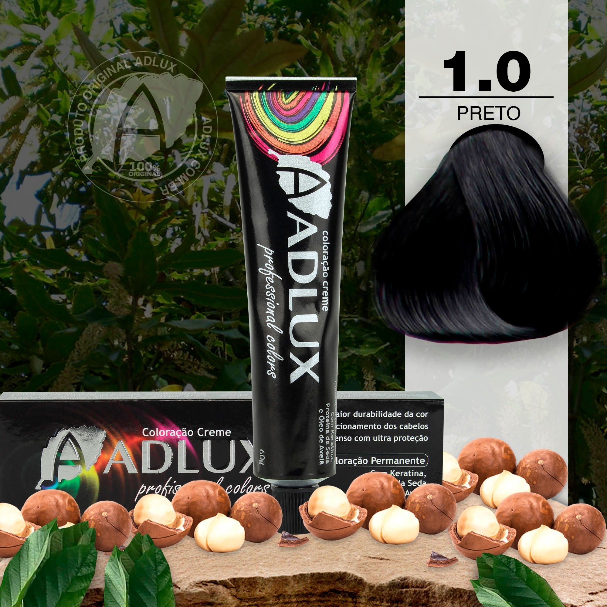 Coloração Creme Adlux 1.0 Preto - 60g