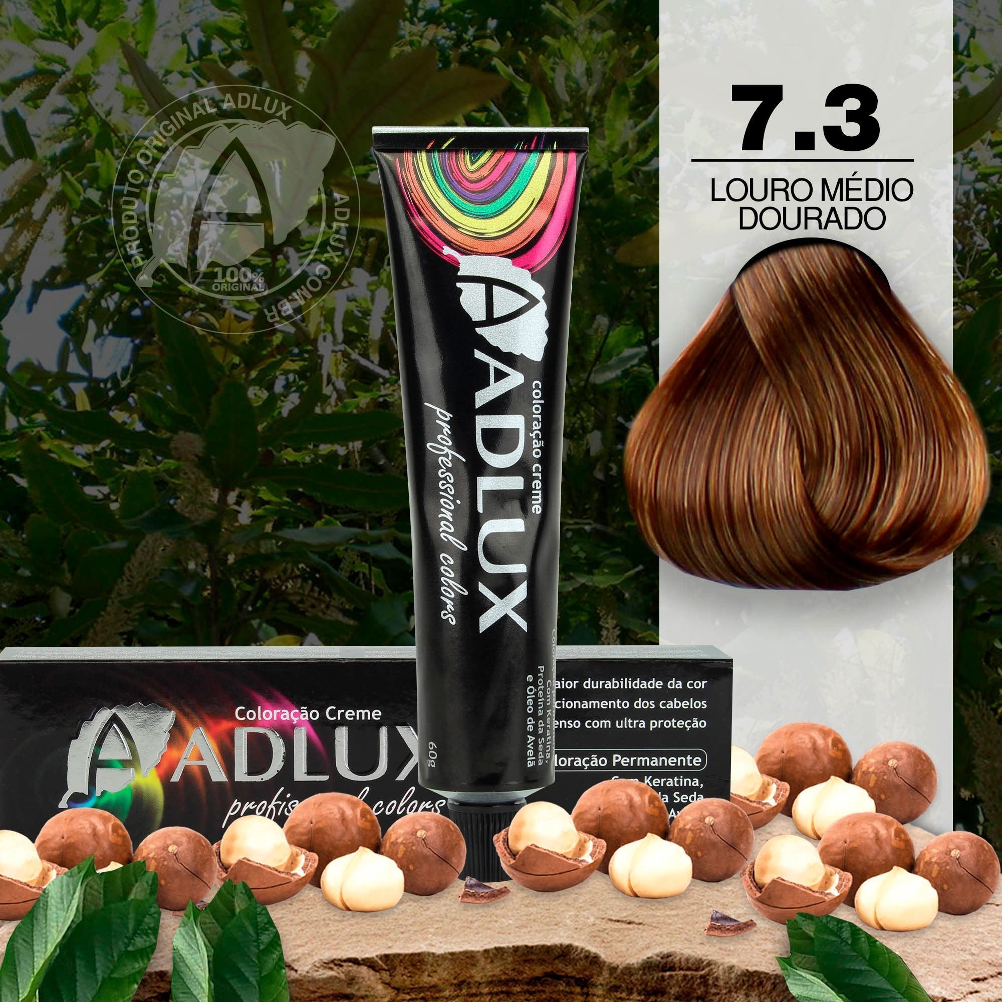 Coloração Creme Adlux 7.3 Louro Médio Dourado - 60g
