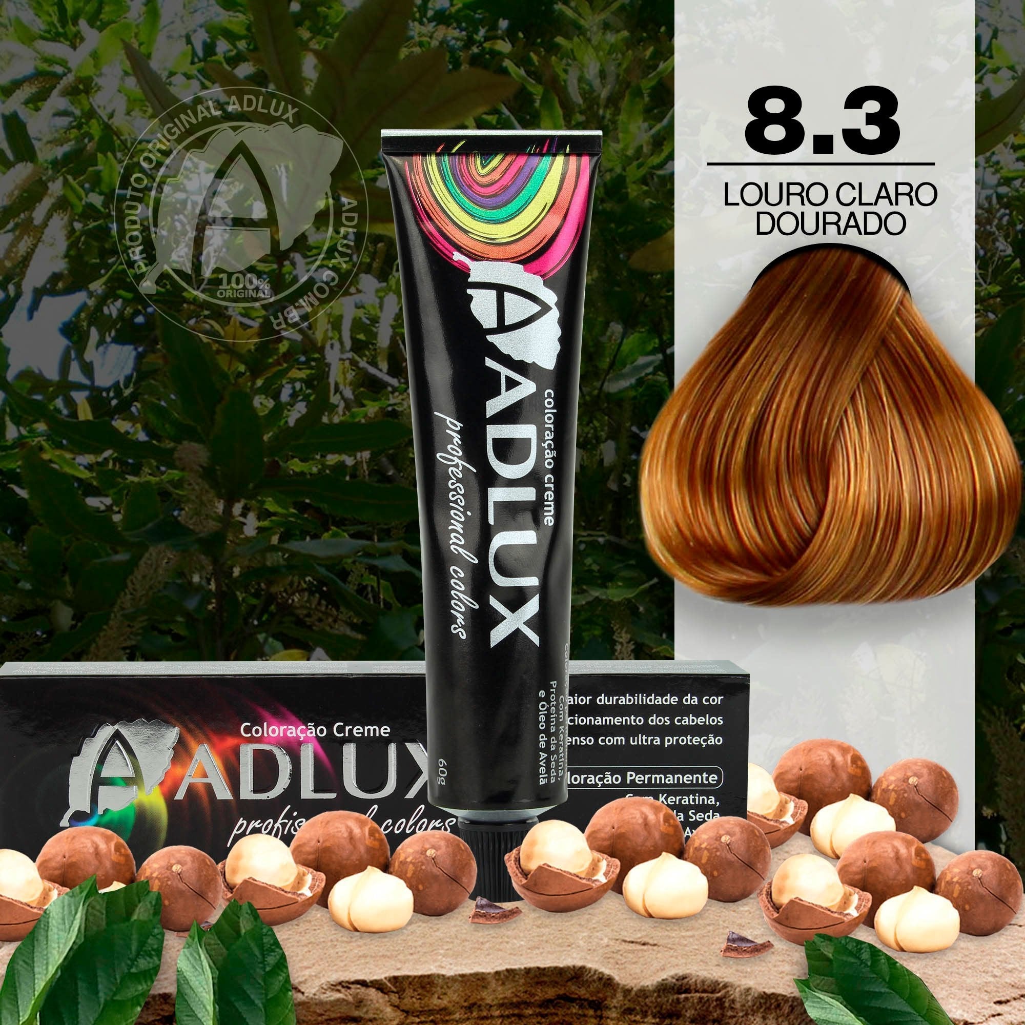 Coloração Creme Adlux 8.3 Louro Claro Dourado - 60g